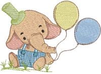 Baby Elephant Balloons Free Embroidery Design