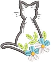 Black Cat Flowers Free Embroidery Design