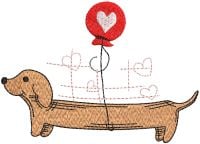Dachshund Love Balloon Free Embroidery Design