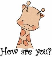 Giraffe How Are You Free Embroidery Design