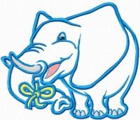 Big Blue Elephant Applique Fee Embroidery