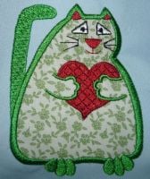 Cat Heart Applique Free Embroidery