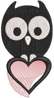 Little Owl Holding Heart Free Embroidery Design