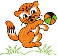 Kitten Playing Free Embroidery Design