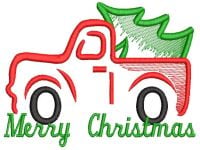 Festive Truck Christmas Tree Free Embroidery Design