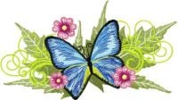 Butterfly And Flowers Free Embroidery Design