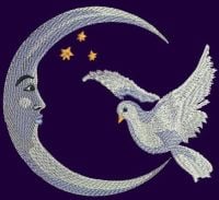 Crescent And Dove Free Machine Embroidery Design