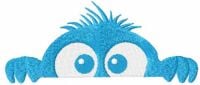 Hiding Blue Monster Free Machine Embroidery Design