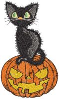 Black Cat Pumpkin Free Embroidery Design