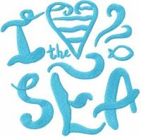 I Love Sea Free Embroidery Design