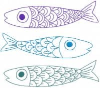Three Fish Free Embroidery Design