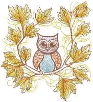 Owl Autumn Forest Free Embroidery Design