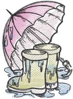 Autumn Rubber Boots And Umbrella Free Embroidery Design