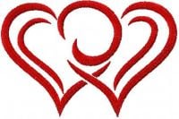 Two Hearts Free Embroidery Design 3