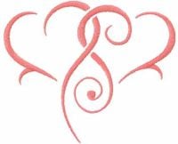 Two Red Heart Free Embroidery Design