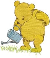 Winnie Pooh Gardener Free Embroidery Design